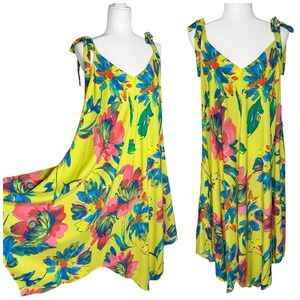 NWT Sam And Jess L Dress Floral Bow Tie Asymmetrical Beachy Lightweight Flowy‎